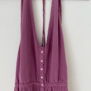 Free people gauze halter top crochet jumpsuit XS